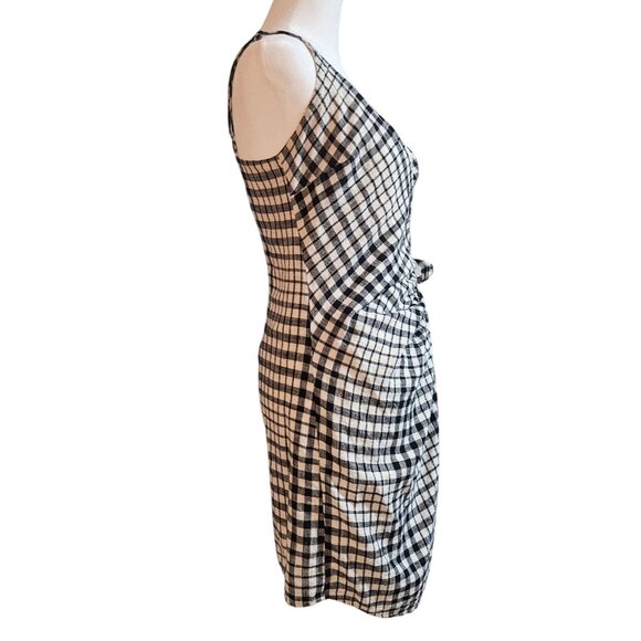 Free People Nodia Black & White Gingham Wrap Dress 2 Spring Summer Beach - Picture 6 of 15